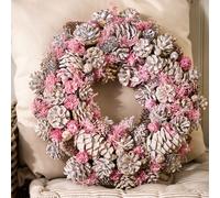 Dibor Traditional Pink Pinecone Xmas Front Door Wreath Spring Wreath 38cm Dibor Pink