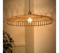 Dibor Traditional Rattan Flush Wide Easy Fit Decor Ceiling Shade H12 x D57cm in Beige Dibor Beige