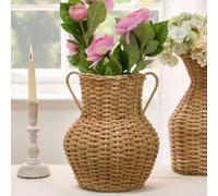 Dibor Traditional Rattan Pot Bellied Home Decor Flower Vase