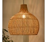 Dibor Traditional Rattan Teardrop Easy Fit Decor Ceiling Shade H45 x D46cm in Beige Dibor Beige