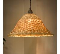 Dibor Traditional Rattan Two Tone Easy Fit Decor Ceiling Shade H22 x D44cm in Beige Dibor Beige