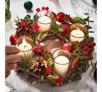 Dibor Traditional Red Bauble Christmas Decoration Tealight Centrepiece 23Cm