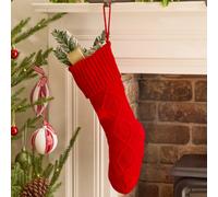 Dibor Set of 4 Traditional Red Chunky Knit Xmas Gift Christmas Stocking | Size: 4 Pack Dibor Red 4 Pack