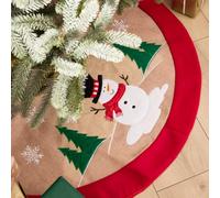 Dibor Traditional Red Snowman Xmas Christmas Tree Decoration Christmas Tree Skirt 86Cm