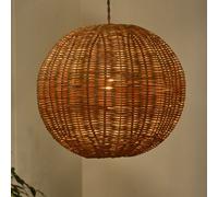 Dibor Traditional Roscoe Rattan Round Easy Fit Decor Ceiling Shade H30 x D35cm in Beige Dibor Beige
