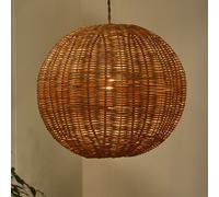 Dibor Traditional Roscoe Rattan Round Easy Fit Decor Ceiling Shade H30 x D35cm in Beige Dibor Beige