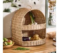 Dibor Traditional Round 2 Tier Kitchen Storage Basket Rack in Natural Dibor Natural