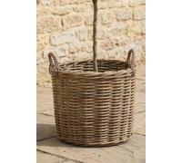 Dibor Traditional Round Grey Large Rattan Indoor Planter Basket in Natural Dibor Natural L