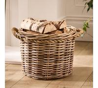 Dibor Traditional Round Medium Wicker Log Basket With Rope Handles H29 X L39 X W39Cm