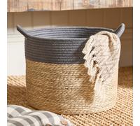 Dibor Traditional Seagrass Large Grey Stripe Indoor Storage Basket H30 x D45cm in Natural Dibor Natural L