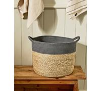 Dibor Traditional Seagrass Large Grey Stripe Indoor Storage Basket H30 x D45cm in Natural Dibor Natural L