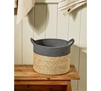 Dibor Traditional Seagrass Medium Grey Stripe Indoor Storage Basket H24 x D39cm in Natural Dibor Natural M