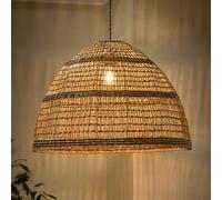 Dibor Traditional Seagrass Stripe Easy Fit Decor Ceiling Shade H41 x D60cm in Beige Dibor Beige