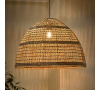 Dibor Traditional Seagrass Stripe Easy Fit Decor Ceiling Shade H41 x D60cm in Beige Dibor Beige