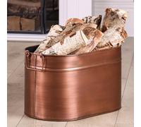 Dibor Traditional Small Copper Oval Fireside Coal & Log Storage Bucket H28.5 X W51 X D28Cm
