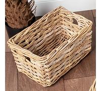 Dibor Traditional Small Rectangular Grey Rattan Storage Basket
