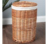 Dibor Traditional Small Wicker Laundry Storage Basket With Cotton Lining