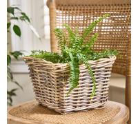 Dibor Traditional Small Wicker Square Lined Planter Basket in Grey Dibor Grey Small