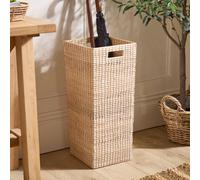 Dibor Traditional Square Whitewash Rattan Umbrella Stand Basket in White Dibor White