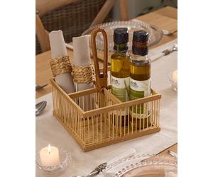 Dibor Traditional Style Bamboo Indoor Storage Kitchen Cutlery Caddy Basket in Natural | Size: Medium Dibor Natural M