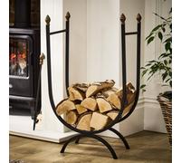 Dibor Traditional Style Black U Shape Log Storage Firewood Log Holder With Acorns