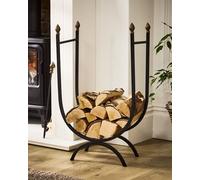 Dibor Traditional Style Black U Shape Log Storage Firewood Log Holder with Acorns H76 x W46cm Dibor Black