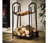 Dibor Traditional Style Fire Tools Set With Log Storage Fireplace Companion Set