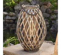 Dibor Traditional Style Grey Wash Wicker Willow Candle Holder Lantern