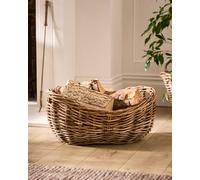 Dibor Traditional Style Hobas Two Tone Boat Fireplace Log Storage Basket - Medium in Natural Dibor Natural