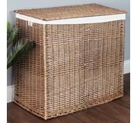 Dibor Traditional Style Large Wicker Storage Basket Laundry Storage Basket With Partition