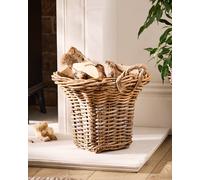 Dibor Traditional Style Medium Two Tone Fluted Fireplace Log Storage Basket in Natural Dibor Natural