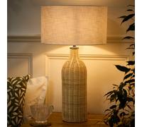 Dibor Traditional Style Natural Rattan Narrow Bedroom Living Room Tall Bedside Table Lamp