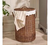 Dibor Traditional Style Natural Rattan Round Medium Laundry Storage Basket H50 X W36Cm