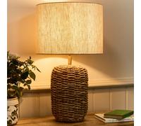 Dibor Traditional Style Natural Woven Rattan Tall Bedroom Living Room Bedside Table Lamp