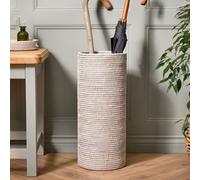 Dibor Traditional Style Premium Washed White Rattan Round Umbrella Stand