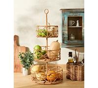 Dibor Traditional Style Rattan 3 Tier Kitchen Carousel Storage Tower in Natural | Size: Large Dibor Natural L