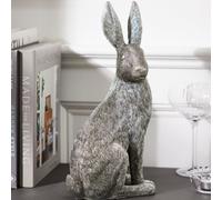 Dibor Traditional Style Silver Rabbit Sitting Sculpture Home Decorative Hare Ornament