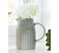Dibor Traditional Style Small Ribbed Blue Indoor Decorative Flowers Jug in Green Dibor Green
