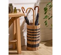 Dibor Traditional Style Striped Wicker Home Decor Umbrella Stand in Natural Dibor Natural