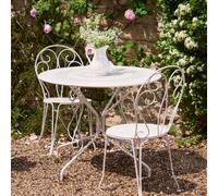 Dibor Traditional Two Person Garden Iron Bistro Table & Chairs Set in White Dibor White
