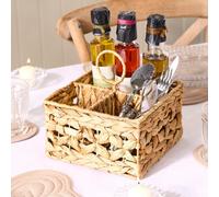 Dibor Traditional Style Water Hyacinth Indoor Storage Kitchen Cutlery Caddy Basket in Natural | Size: Medium Dibor Natural M