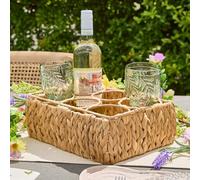 Dibor Traditional Style Water Hyacinth Six Section Kitchen Storage Bottle Holder