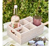Dibor Traditional Style White Premium Rattan Six Section Storage Caddy | Size: Medium Dibor White M