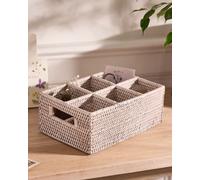 Dibor Traditional Style White Premium Rattan Six Section Storage Caddy | Size: Medium Dibor White M