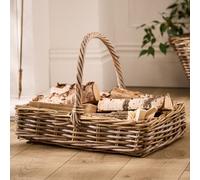 Dibor Traditional Style Wicker Large Fireplace Log Storage Basket With Handle