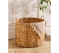 Dibor Traditional Style Wicker Large Round Indoor Storage Basket with Handles in Natural Dibor Natural