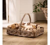 Dibor Traditional Style Wicker Medium Fireplace Log Storage Basket With Handle