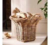 Dibor Traditional Style Wicker Medium Fluted Fireplace Log Storage Basket
