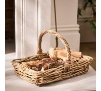 Dibor Traditional Style Wicker Small Fireplace Log Storage Basket With Handle