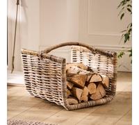 Dibor Traditional Style Wicker Small Open Ended Fireplace Log Storage Basket